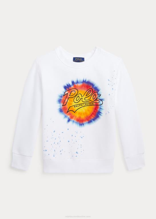 hvid børn Ralph Lauren logo tie-dye-print fleece sweatshirt Z426B9909