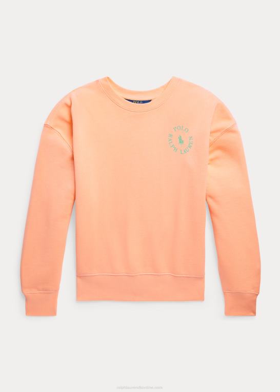orange stænk børn Ralph Lauren fleece sweatshirt med stor pony logo Z426B9980