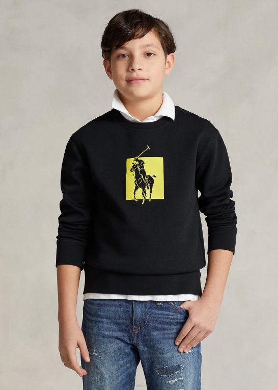 sort børn Ralph Lauren dobbeltstrikket sweatshirt med stort ponylogo Z426B5973