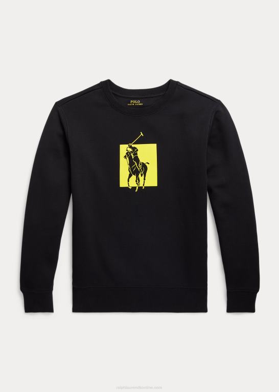 sort børn Ralph Lauren dobbeltstrikket sweatshirt med stort ponylogo Z426B5973