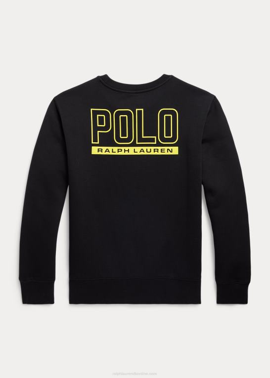 sort børn Ralph Lauren dobbeltstrikket sweatshirt med stort ponylogo Z426B5973