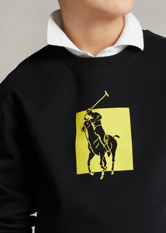 sort børn Ralph Lauren dobbeltstrikket sweatshirt med stort ponylogo Z426B5973