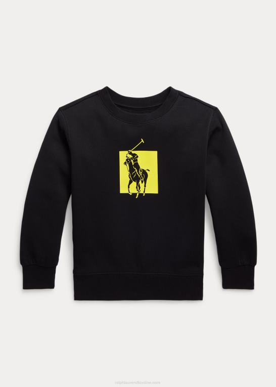 sort børn Ralph Lauren dobbeltstrikket sweatshirt med stort ponylogo Z426B9791