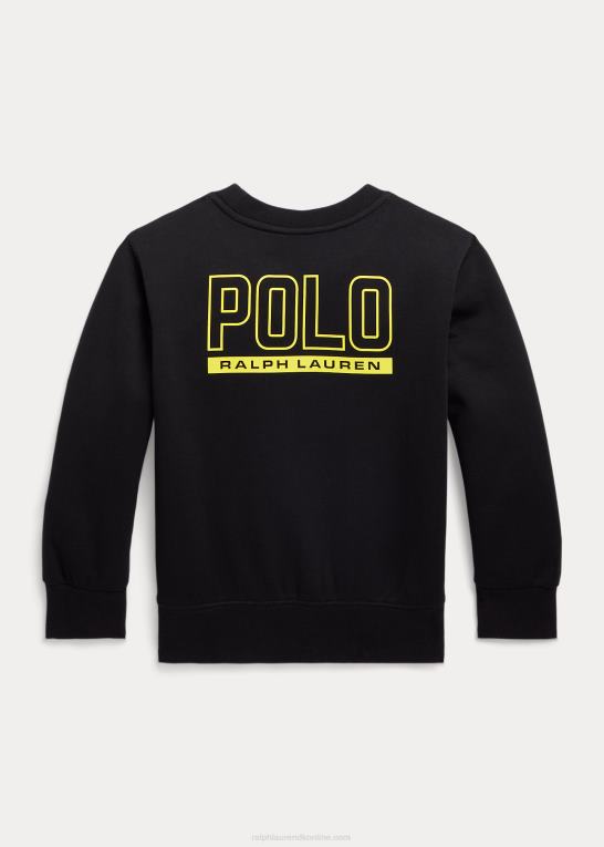 sort børn Ralph Lauren dobbeltstrikket sweatshirt med stort ponylogo Z426B9791