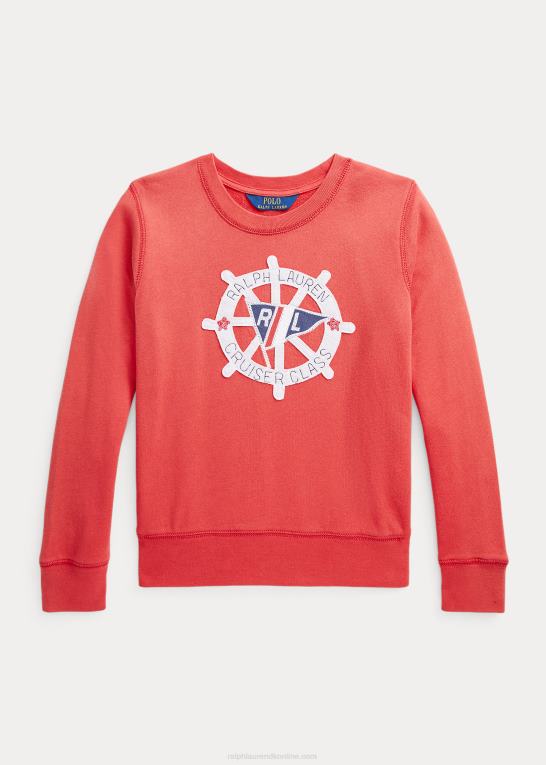 styrbord rød børn Ralph Lauren spa-frotté sweatshirt med sejlapplikationer Z426B7116