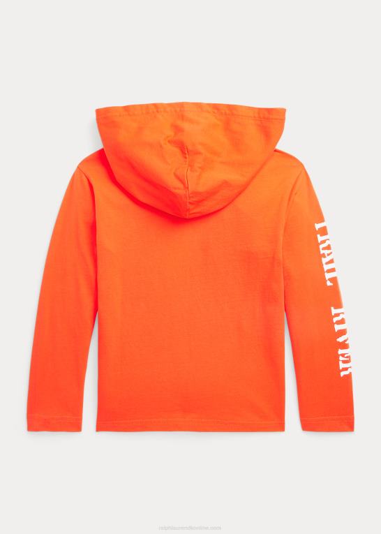 aktiv orange børn Ralph Lauren grafisk hættetrøje i bomuld Z426B9900