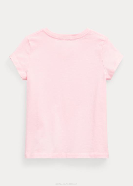 antydning af pink børn Ralph Lauren T-shirt med v-hals i bomuldsjersey Z426B6914