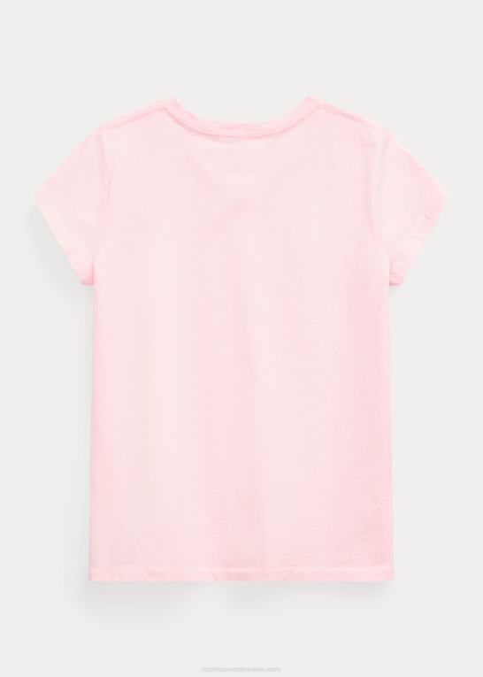 antydning af pink børn Ralph Lauren T-shirt med v-hals i bomuldsjersey Z426B7214