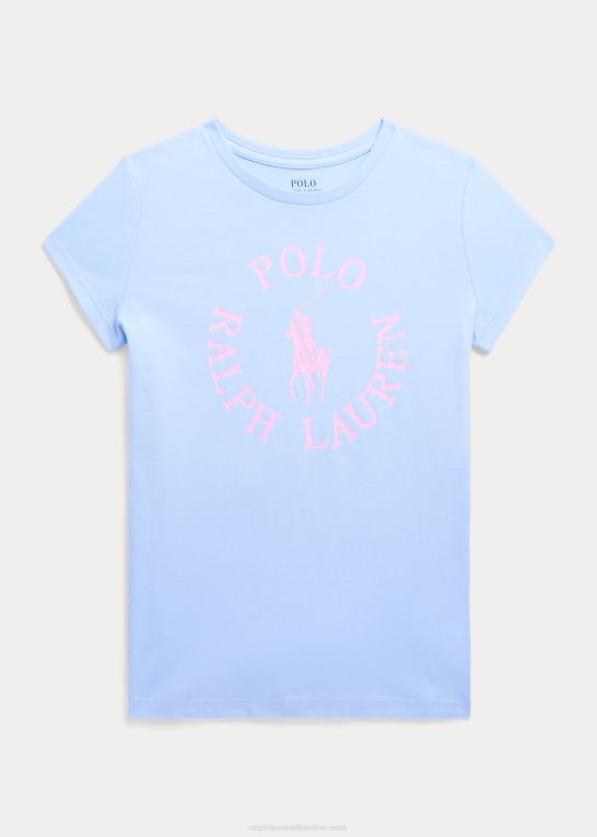 baby Blå børn Ralph Lauren T-shirt i bomuldsjersey med stor pony-logo Z426B6717