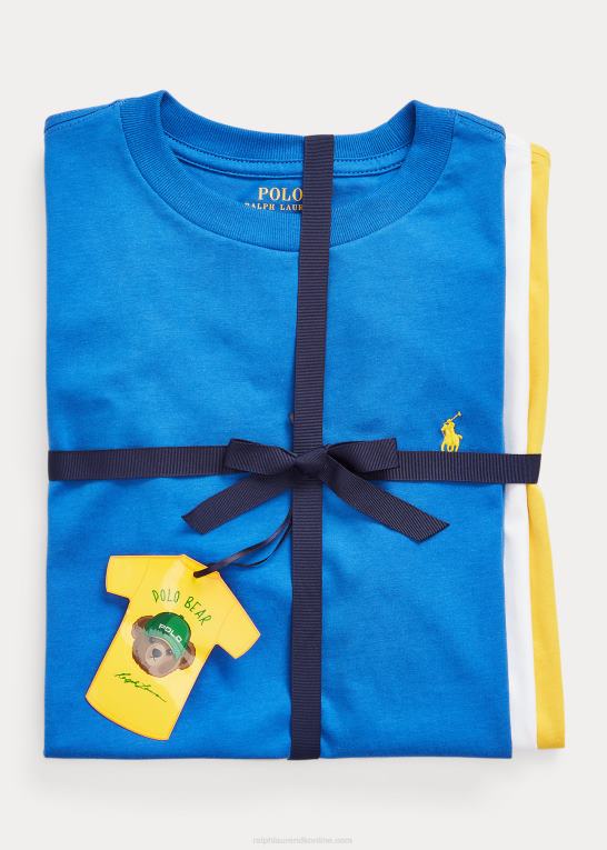 blå/hvid/gul børn Ralph Lauren T-shirt med rund hals i bomuldsjersey 3-pak Z426B6493
