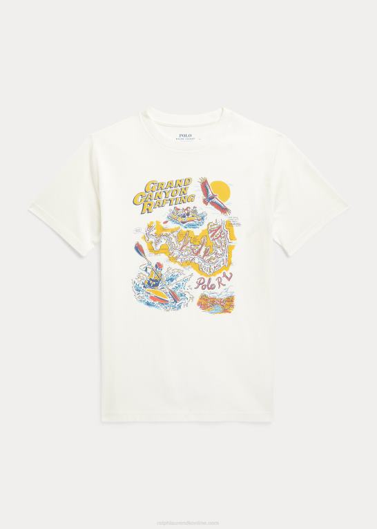 dækvask hvid børn Ralph Lauren grafisk t-shirt i bomuldsjersey Z426B6137