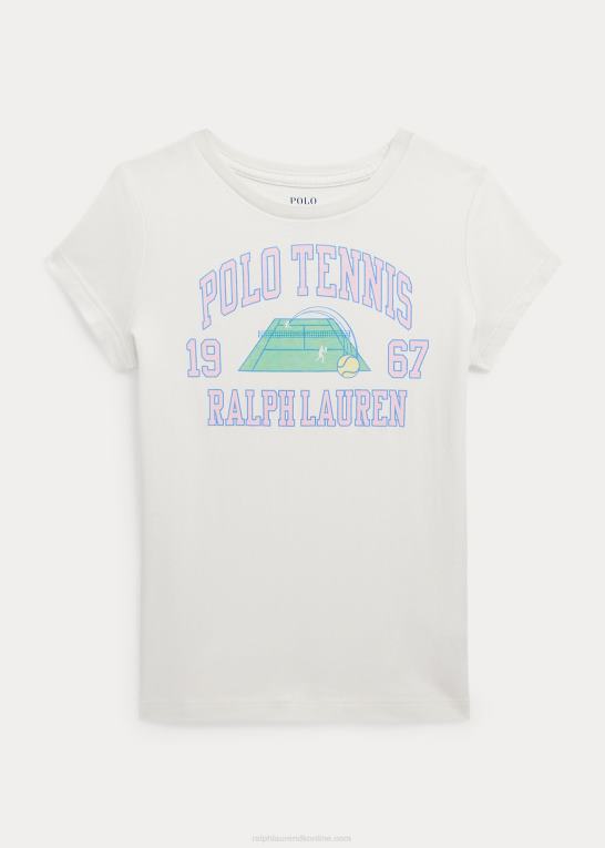 dækvask hvid børn Ralph Lauren grafisk t-shirt i bomuldsjersey Z426B6815