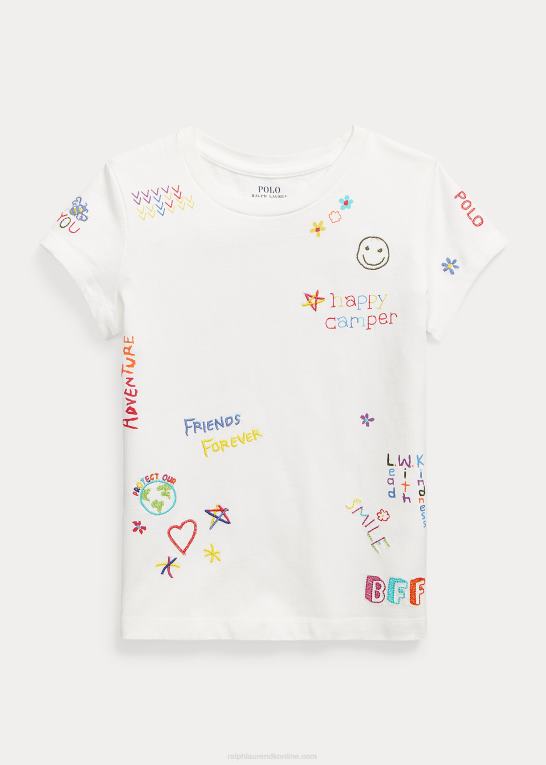 dækvask hvid børn Ralph Lauren grafisk t-shirt i bomuldsjersey Z426B6862