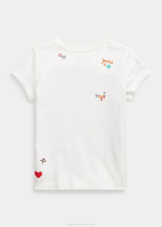 dækvask hvid børn Ralph Lauren grafisk t-shirt i bomuldsjersey Z426B6862