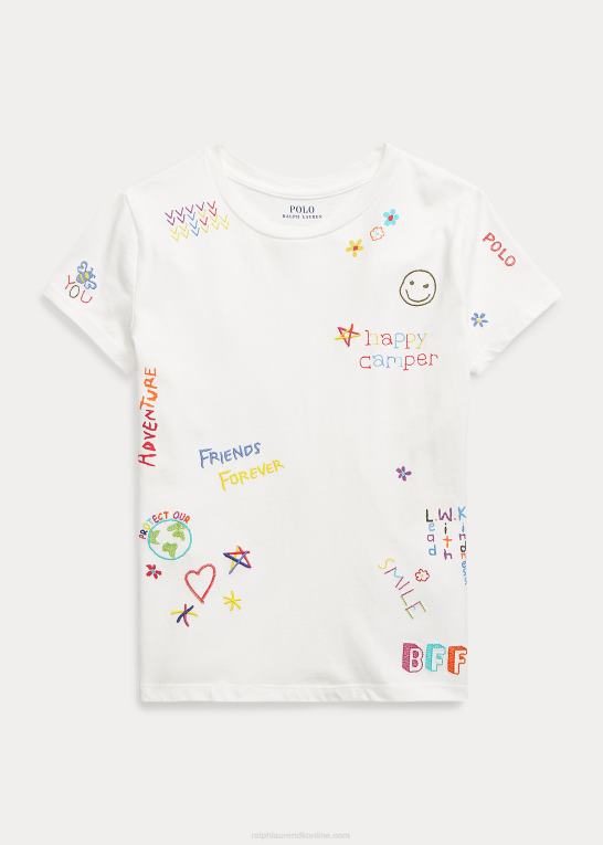 dækvask hvid børn Ralph Lauren grafisk t-shirt i bomuldsjersey Z426B7101