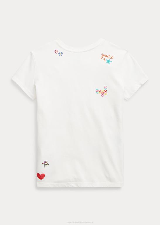 dækvask hvid børn Ralph Lauren grafisk t-shirt i bomuldsjersey Z426B7101