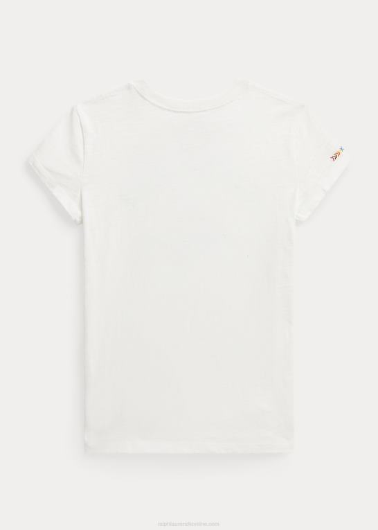dækvask hvid børn Ralph Lauren kanoguide T-shirt i bomuldsjersey Z426B7121