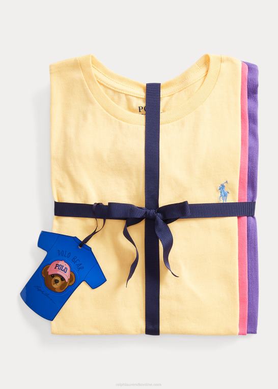 empire gul/pink børn Ralph Lauren T-shirt med rund hals i bomuldsjersey 3-pak Z426B7395