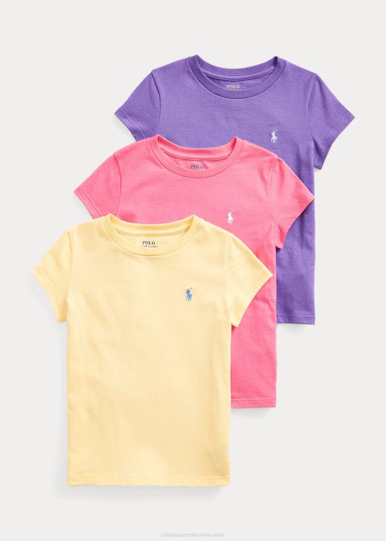 empire gul/pink børn Ralph Lauren T-shirt med rund hals i bomuldsjersey 3-pak Z426B7395