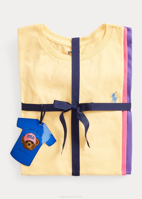 empire gul/pink børn Ralph Lauren T-shirt med rund hals i bomuldsjersey 3-pak Z426B7561