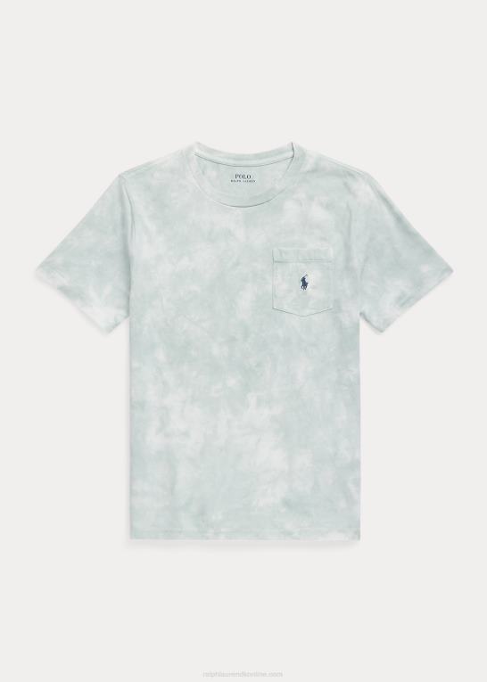 falmet mynte børn Ralph Lauren lommet-shirt i vasket bomuldsjersey Z426B6082