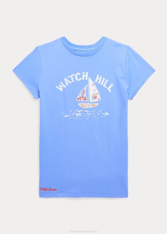 harbot island blue børn Ralph Lauren sejlbåds-t-shirt i bomuldsjersey Z426B7147