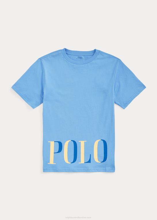 havneø blå børn Ralph Lauren T-shirt i bomuldsjersey med logo Z426B9835