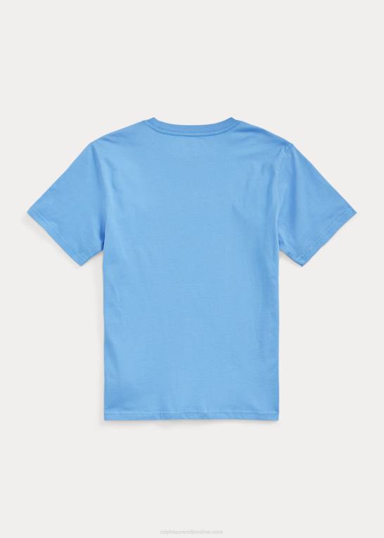 havneø blå børn Ralph Lauren T-shirt i bomuldsjersey med logo Z426B9835