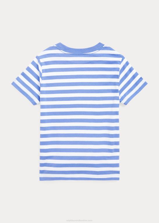 havneø blå/hvid børn Ralph Lauren stribet T-shirt i bomuldsjersey Z426B6456