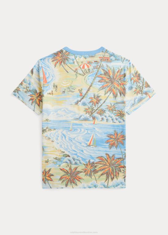 hawaiiansk strandbasar børn Ralph Lauren T-shirt i bomuldsjersey med tropisk tryk Z426B6096