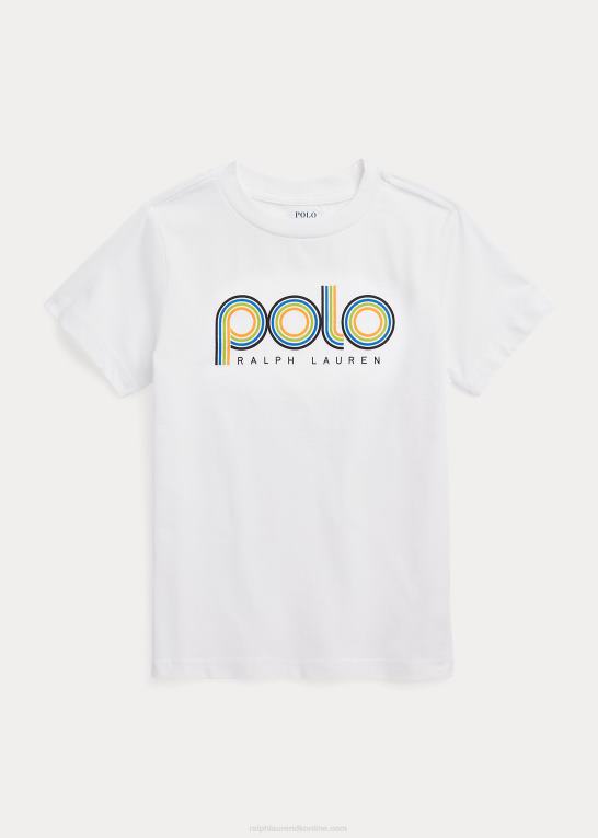 hvid børn Ralph Lauren T-shirt i bomuldsjersey med logo Z426B5752