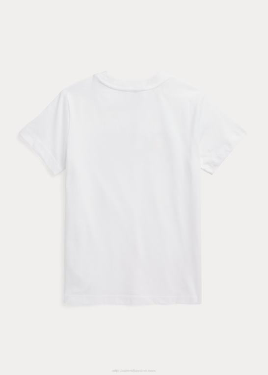 hvid børn Ralph Lauren T-shirt i bomuldsjersey med logo Z426B5752