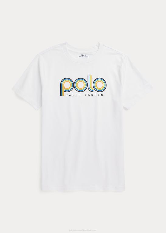 hvid børn Ralph Lauren T-shirt i bomuldsjersey med logo Z426B6103