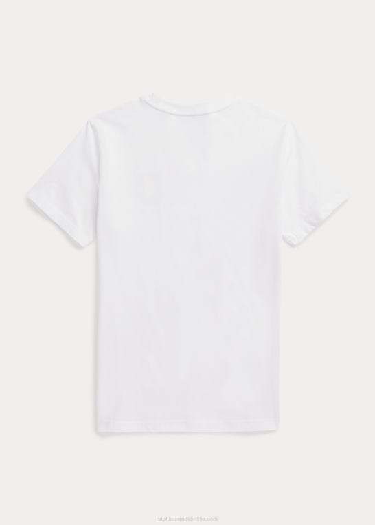hvid børn Ralph Lauren T-shirt i bomuldsjersey med logo Z426B6103