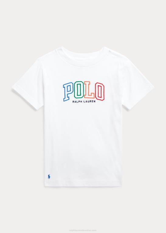 hvid børn Ralph Lauren T-shirt i bomuldsjersey med logo Z426B6434