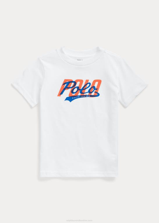 hvid børn Ralph Lauren T-shirt i bomuldsjersey med logo Z426B6508