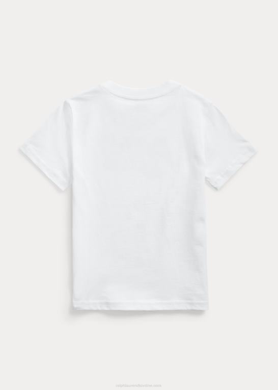 hvid børn Ralph Lauren T-shirt i bomuldsjersey med logo Z426B6508