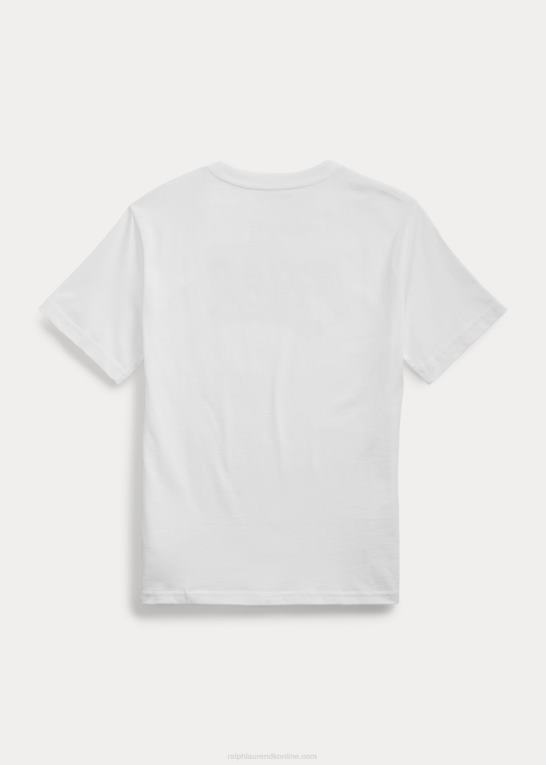 hvid børn Ralph Lauren T-shirt i bomuldsjersey med logo Z426B6645