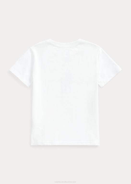 hvid børn Ralph Lauren T-shirt i bomuldsjersey med stor pony-logo Z426B6494