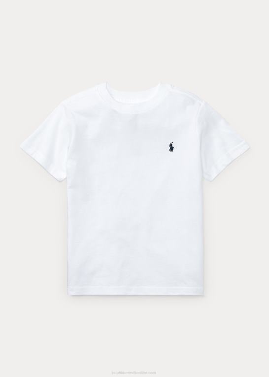hvid børn Ralph Lauren T-shirt med rund hals i bomuldsjersey Z426B5894