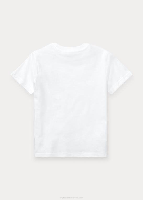 hvid børn Ralph Lauren T-shirt med rund hals i bomuldsjersey Z426B5894