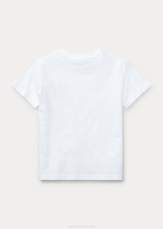 hvid børn Ralph Lauren T-shirt med rund hals i bomuldsjersey Z426B6270