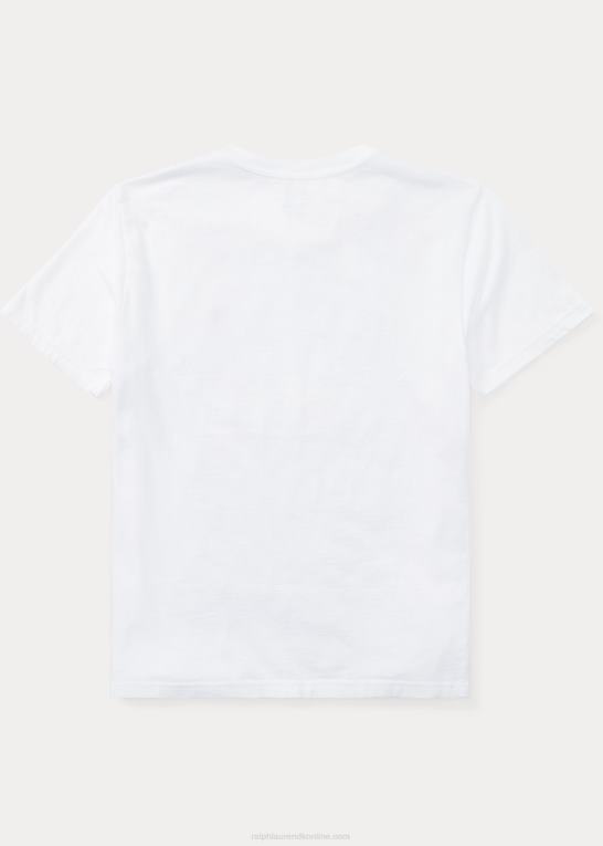 hvid børn Ralph Lauren T-shirt med v-hals i bomuldsjersey Z426B6283
