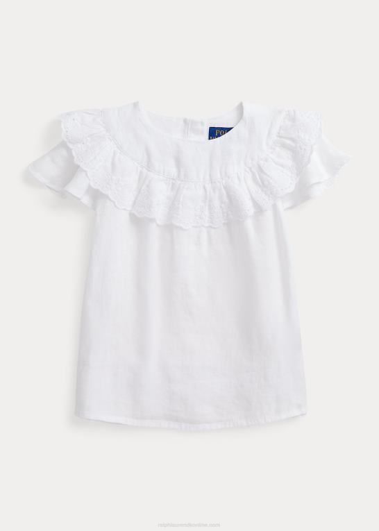 hvid børn Ralph Lauren flæsede linned top Z426B9951