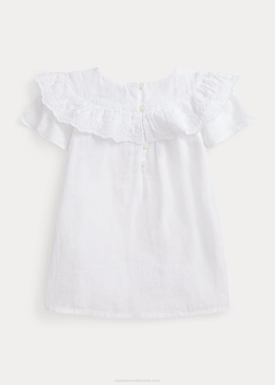 hvid børn Ralph Lauren flæsede linned top Z426B9951