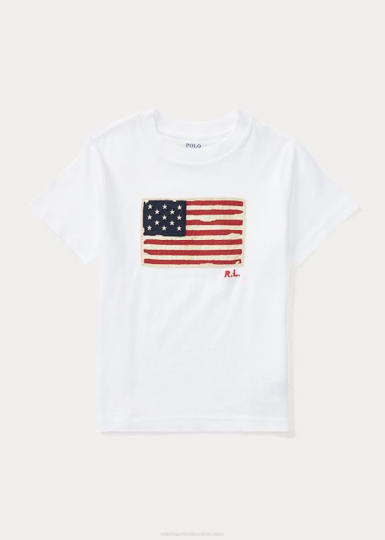 hvid børn Ralph Lauren flag T-shirt i bomuldsjersey Z426B5912