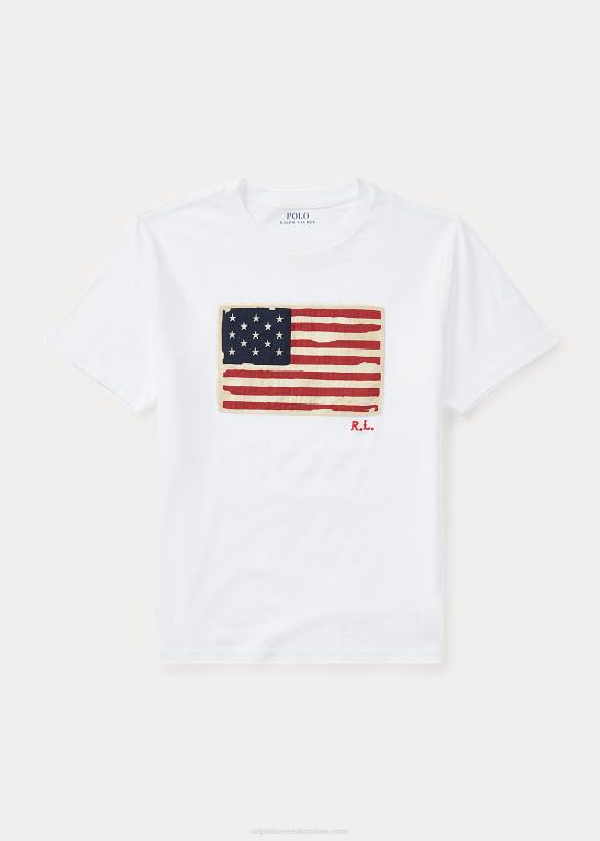 hvid børn Ralph Lauren flag T-shirt i bomuldsjersey Z426B6292