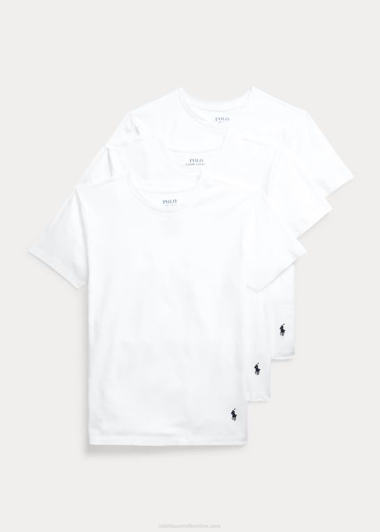 hvid børn Ralph Lauren solid bomuld crewneck 3-pak Z426B9897