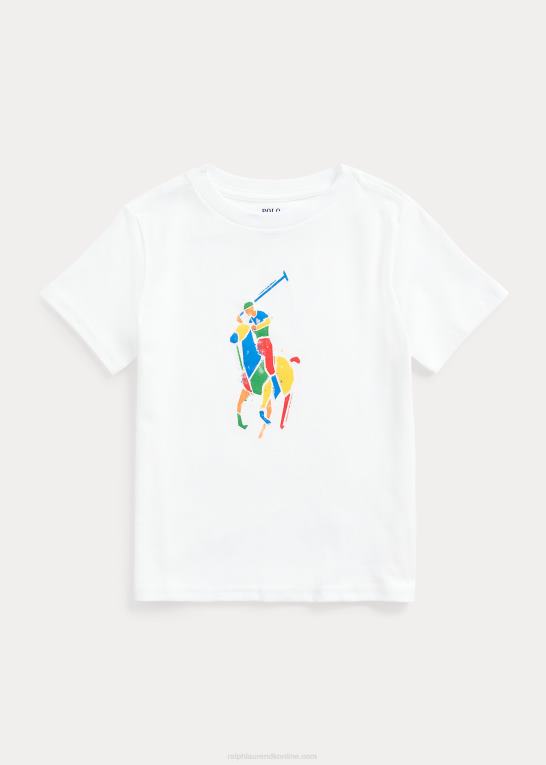 hvid børn Ralph Lauren stor pony t-shirt i bomuldsjersey Z426B6495