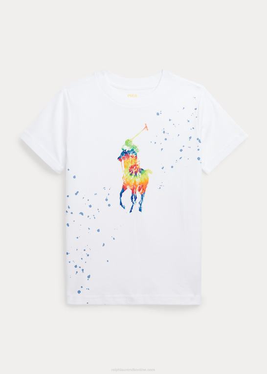 hvid børn Ralph Lauren tie-dye stor pony bomuldsjersey t-shirt Z426B6519